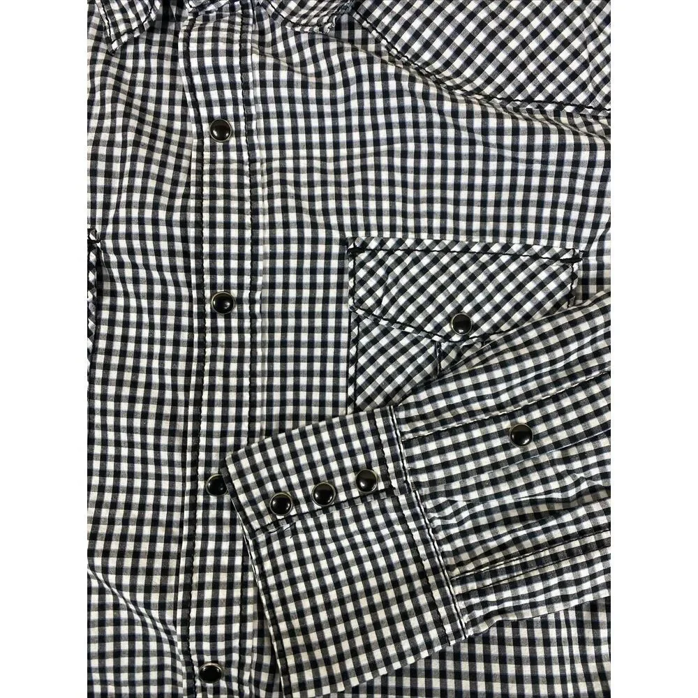 BKE Buckle Western Shirt‎ Mens Size L Black Plaid Long Sleeve Pearl Snap Cowboy